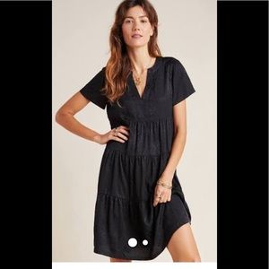 Anthropologie Maeve Black Tiered Tunic Dress Large